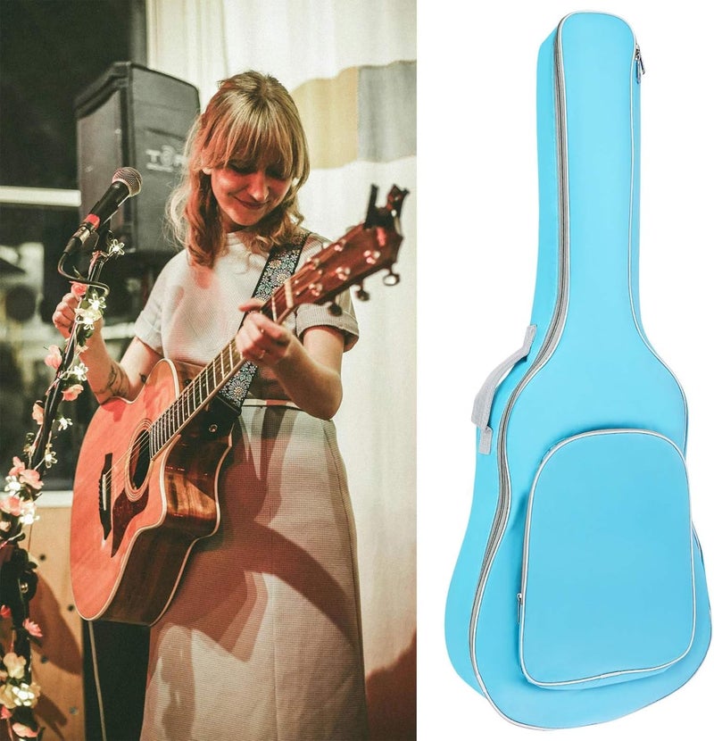REMAGIC Acoustic Guitar Bag 40 41 Inch, Double Shoulder Adjustable Straps Guitar Case, Waterproof Soft Padded Guitar Gig Bag, Large Capacity Backpack for Acoustic Classical Guitar Lover (Light Blue) - Image 3